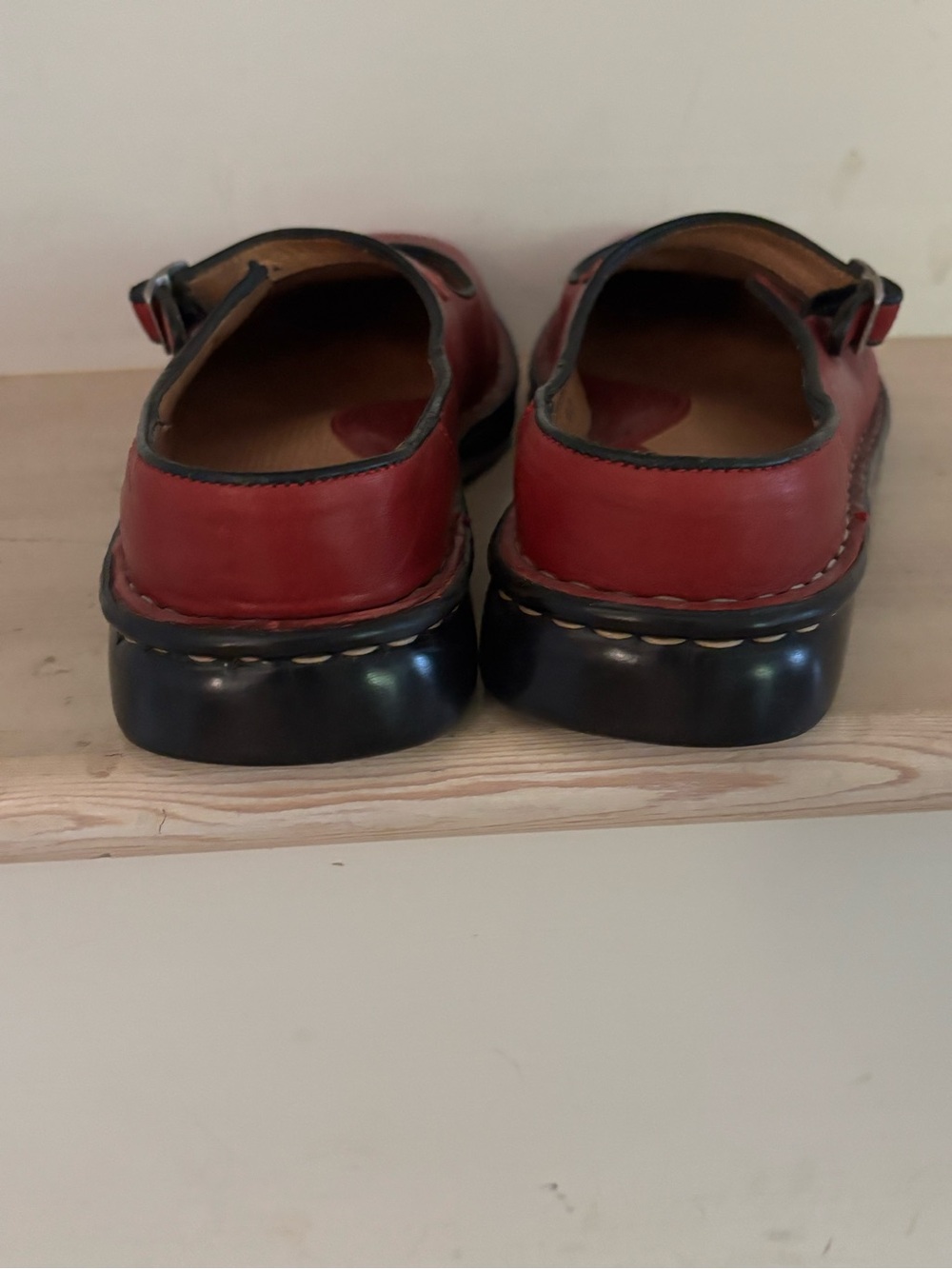 Born Red Leather Mary Jane Clogs with Buckle - Picture 2 of 9